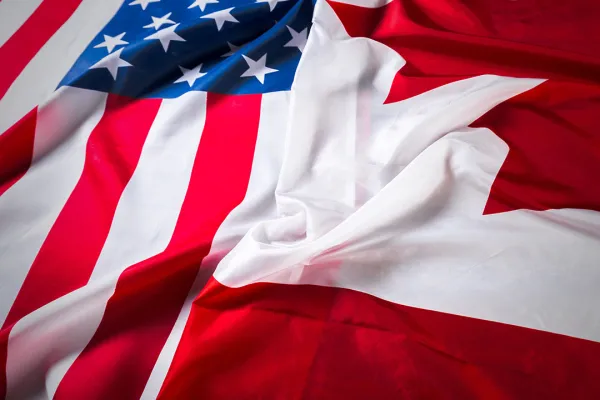US and Canadian Flags