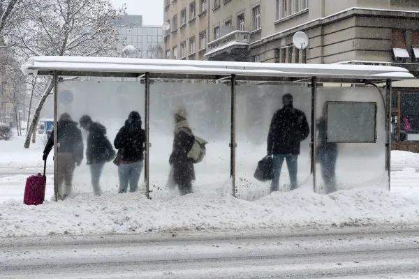 Canadians left out in the cold at a bus stop