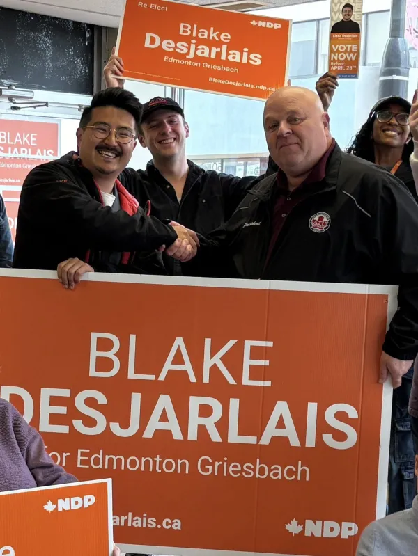 Blake Desjarlais NDP Candidate and John Di Nino ATU Canada President