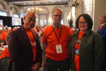 ATU International President John Costa, ATU 569 President Steve Bradshaw, and Carrie Hotton-MacDonald, Edmonton Transit Branch Manager