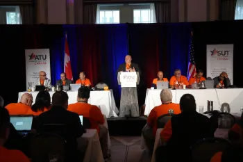ATU Canada President John Di Nino and Executive Board on stage