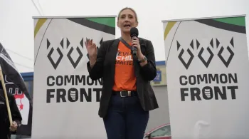 OFL President Laura Walton speaking