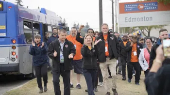 More ATU members arrive to support striking CUPW postal workers.